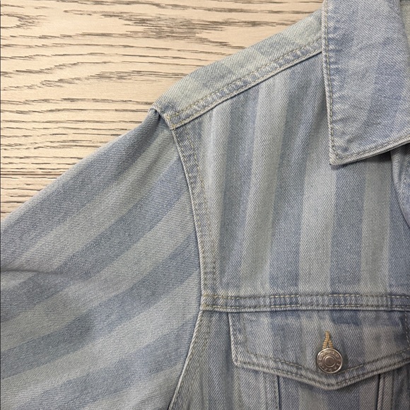 Topshop Light Blue Striped Denim Jacket - Picture 4 of 8